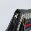 GUCCI GG Supreme Sherry Line Hand Bag PVC Navy Gold Auth AMZ016A-14