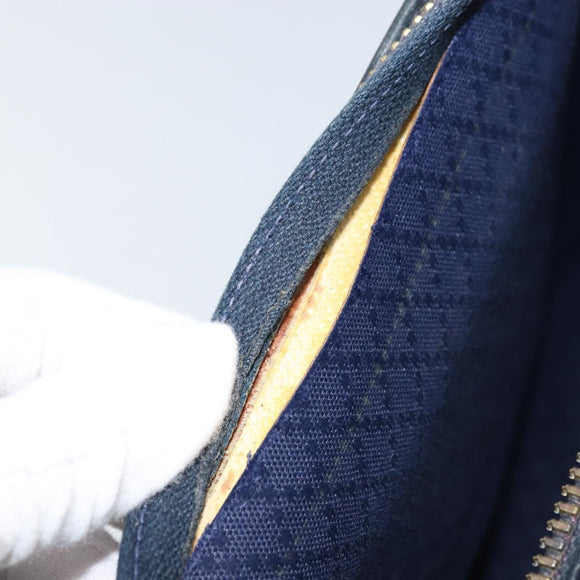 GUCCI GG Supreme Sherry Line Hand Bag PVC Navy Gold Auth AMZ016A