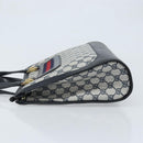 GUCCI GG Supreme Sherry Line Hand Bag PVC Navy Gold Auth AMZ016A-5