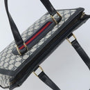 GUCCI GG Supreme Sherry Line Hand Bag PVC Navy Gold Auth AMZ016A-6