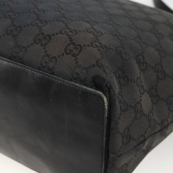 GUCCI GG Canvas Tote Bag Black Gold 002 1098 Auth AMZ017