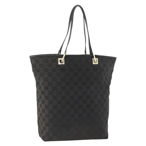 GUCCI GG Canvas Tote Bag Black Gold 002 1098 Auth AMZ017
