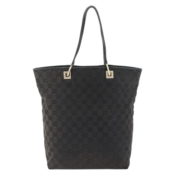 GUCCI GG Canvas Tote Bag Black Gold 002 1098 Auth AMZ017