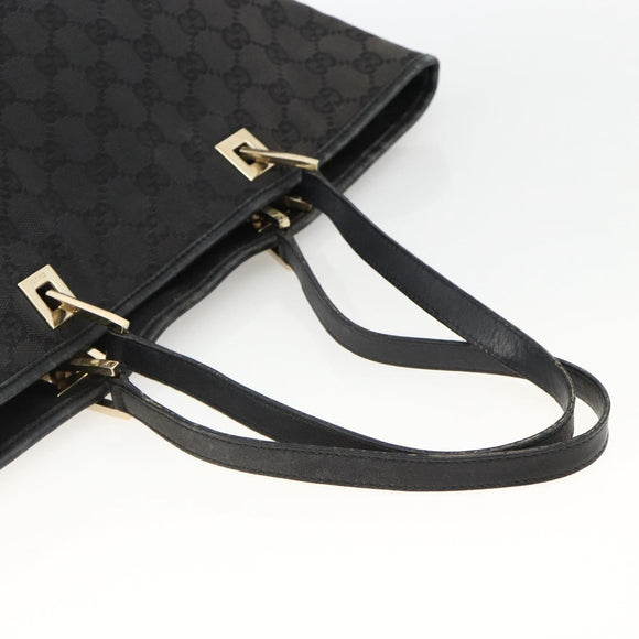 GUCCI GG Canvas Tote Bag Black Gold 002 1098 Auth AMZ017