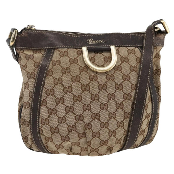 GUCCI GG Canvas Abbey Shoulder Bag Beige Gold 203257 Auth AMZ018
