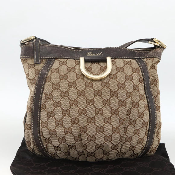 GUCCI GG Canvas Abbey Shoulder Bag Beige Gold 203257 Auth AMZ018