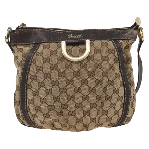 GUCCI GG Canvas Abbey Shoulder Bag Beige Gold 203257 Auth AMZ018