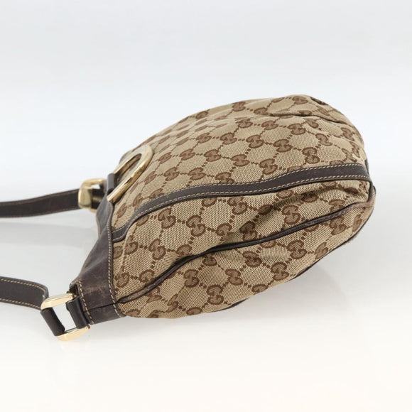 GUCCI GG Canvas Abbey Shoulder Bag Beige Gold 203257 Auth AMZ018