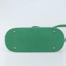 CELINE Hand Bag Leather 2way Green Gold Auth AMZ034A-5