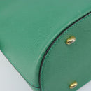 CELINE Hand Bag Leather 2way Green Gold Auth AMZ034A-17