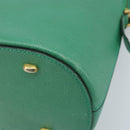 CELINE Hand Bag Leather 2way Green Gold Auth AMZ034A-18