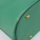 CELINE Hand Bag Leather 2way Green Gold Auth AMZ034A-9