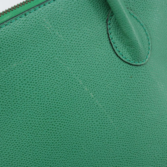 CELINE Hand Bag Leather 2way Green Gold Auth AMZ034A