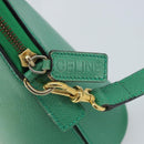 CELINE Hand Bag Leather 2way Green Gold Auth AMZ034A-19