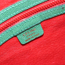 CELINE Hand Bag Leather 2way Green Gold Auth AMZ034A-20