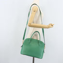 CELINE Hand Bag Leather 2way Green Gold Auth AMZ034A-25
