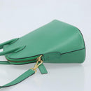 CELINE Hand Bag Leather 2way Green Gold Auth AMZ034A-4