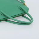 CELINE Hand Bag Leather 2way Green Gold Auth AMZ034A-7