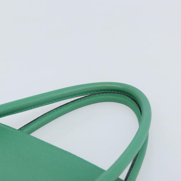 CELINE Hand Bag Leather 2way Green Gold Auth AMZ034A
