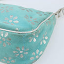 CELINE Accessory Pouch Suede Green Silver Auth AMZ035A-9