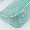 CELINE Accessory Pouch Suede Green Silver Auth AMZ035A-16