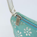 CELINE Accessory Pouch Suede Green Silver Auth AMZ035A-10
