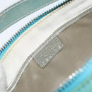 CELINE Accessory Pouch Suede Green Silver Auth AMZ035A-18