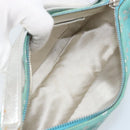 CELINE Accessory Pouch Suede Green Silver Auth AMZ035A-11