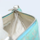 CELINE Accessory Pouch Suede Green Silver Auth AMZ035A-19