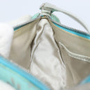 CELINE Accessory Pouch Suede Green Silver Auth AMZ035A-20