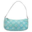 CELINE Accessory Pouch Suede Green Silver Auth AMZ035A-13