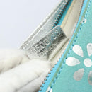 CELINE Accessory Pouch Suede Green Silver Auth AMZ035A-12
