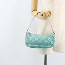 CELINE Accessory Pouch Suede Green Silver Auth AMZ035A-22