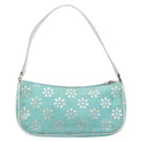 CELINE Accessory Pouch Suede Green Silver Auth AMZ035A-2