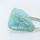 CELINE Accessory Pouch Suede Green Silver Auth AMZ035A-3