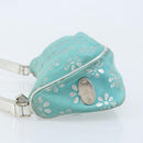 CELINE Accessory Pouch Suede Green Silver Auth AMZ035A-4