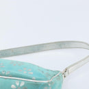 CELINE Accessory Pouch Suede Green Silver Auth AMZ035A-8