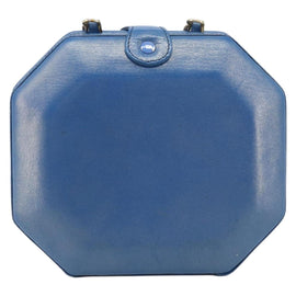 GUCCI Chain Shoulder Bag Leather Blue Gold 431666 Auth AMZ036A - 0