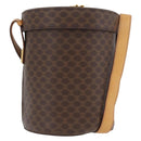 CELINE Macadam Canvas Shoulder Bag PVC Leather Brown Gold Auth AMZ048A-1