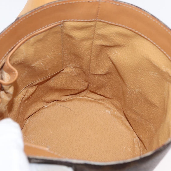 CELINE Macadam Canvas Shoulder Bag PVC Leather Brown Gold Auth AMZ048A