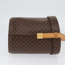 CELINE Macadam Canvas Shoulder Bag PVC Leather Brown Gold Auth AMZ048A-4