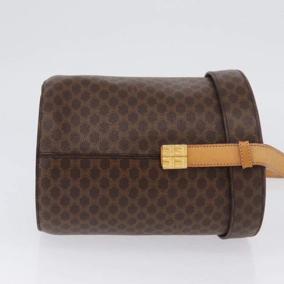 CELINE Macadam Canvas Shoulder Bag PVC Leather Brown Gold Auth AMZ048A