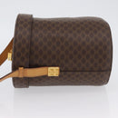 CELINE Macadam Canvas Shoulder Bag PVC Leather Brown Gold Auth AMZ048A-5