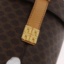 CELINE Macadam Canvas Shoulder Bag PVC Leather Brown Gold Auth AMZ048A-9