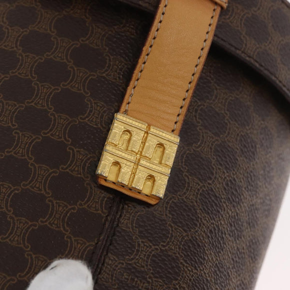 CELINE Macadam Canvas Shoulder Bag PVC Leather Brown Gold Auth AMZ048A