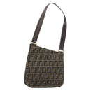 FENDI Zucca Canvas Shoulder Bag Brown Black Auth AMZ054A-1