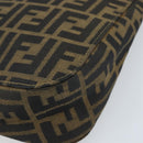 FENDI Zucca Canvas Shoulder Bag Brown Black Auth AMZ054A-9