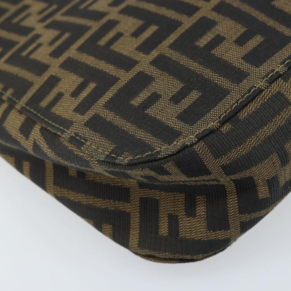 FENDI Zucca Canvas Shoulder Bag Brown Black Auth AMZ054A