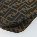 FENDI Zucca Canvas Shoulder Bag Brown Black Auth AMZ054A-15
