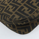 FENDI Zucca Canvas Shoulder Bag Brown Black Auth AMZ054A-16